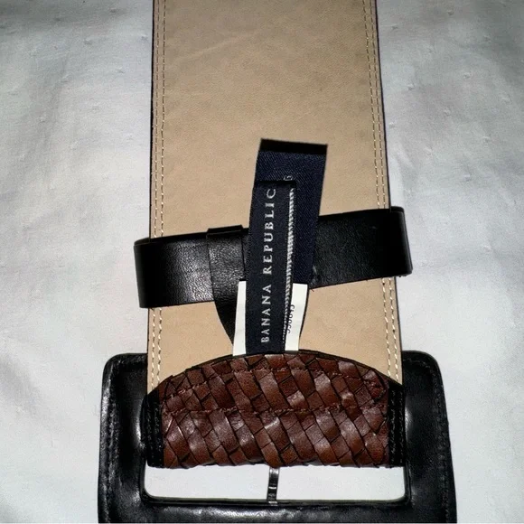 BANANA REPUBLIC LEATHER WOVEN WIDE BELT SIZE XS - Picture 6 of 11